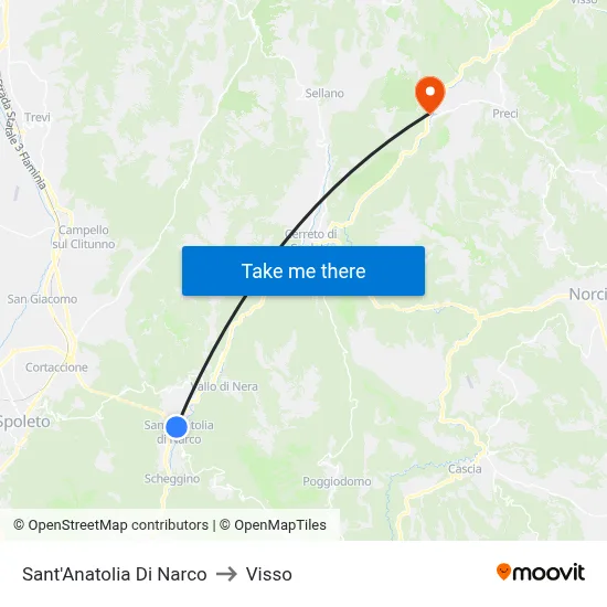 Sant'Anatolia di Narco to Visso map