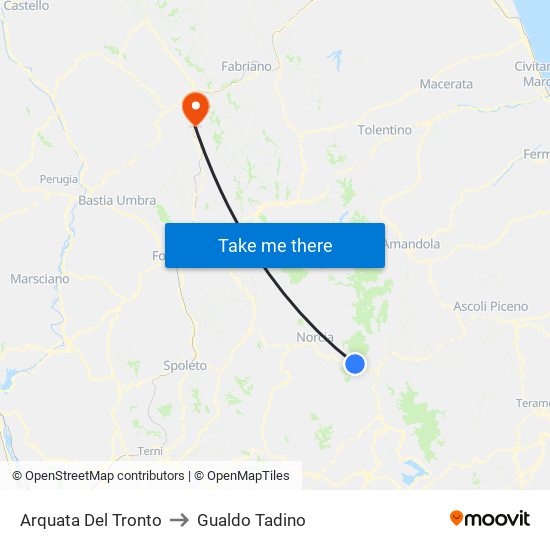 Arquata Del Tronto to Gualdo Tadino map