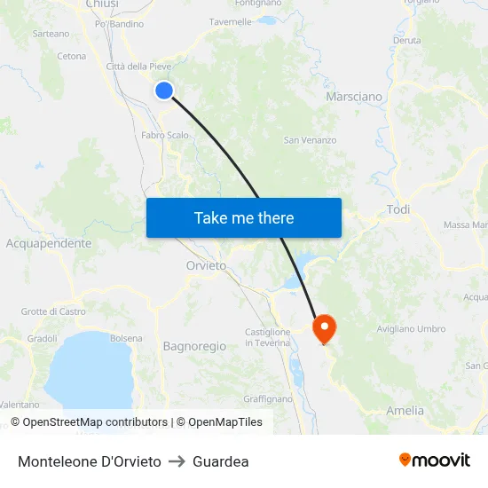 Monteleone D'Orvieto to Guardea map