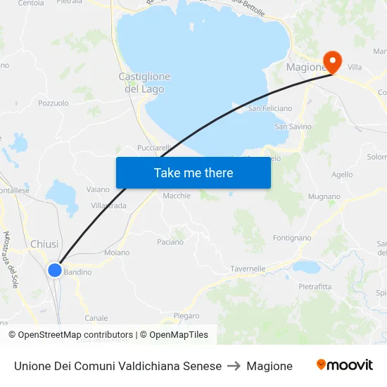 Union of Municipalities of Valdichiana Senese to Magione map