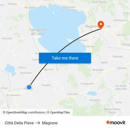 Città della Pieve to Magione map