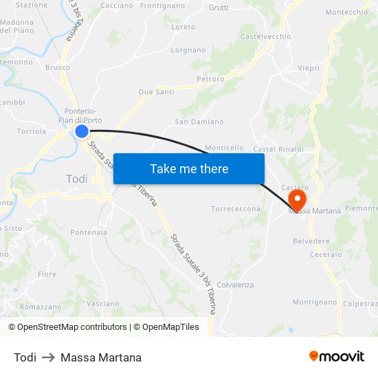 Todi to Massa Martana map