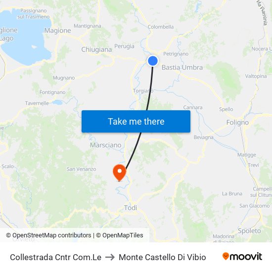 Collestrada Cntr Com.Le to Monte Castello Di Vibio map