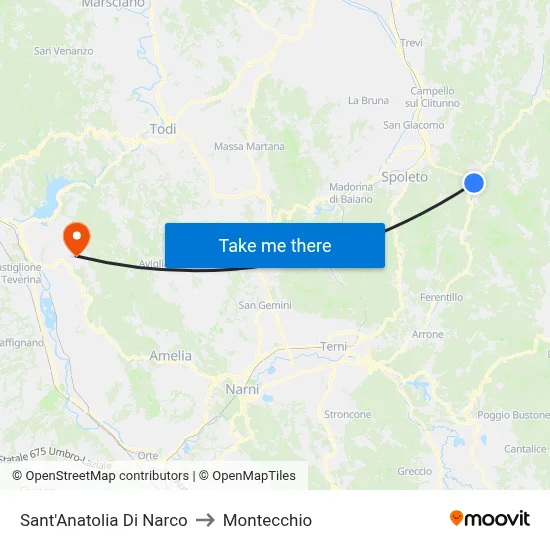 Sant'Anatolia di Narco to Montecchio map