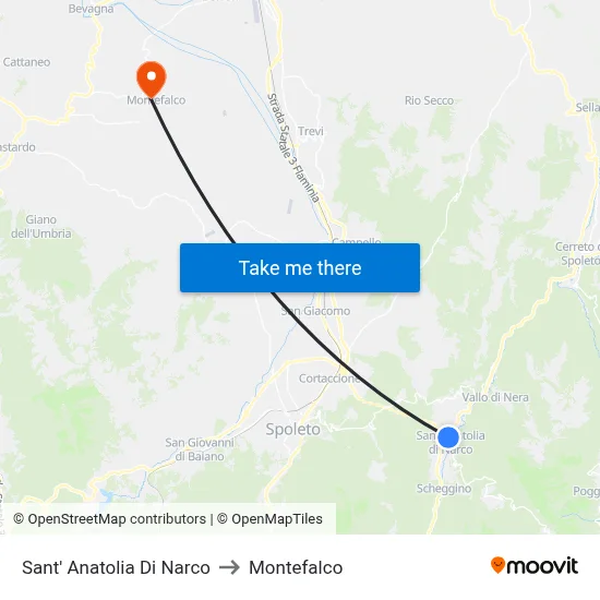 Sant'Anatolia di Narco to Montefalco map