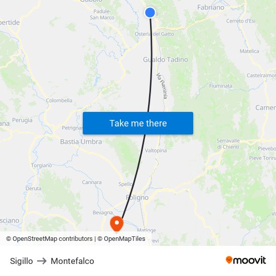 Sigillo to Montefalco map