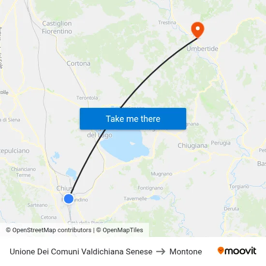 Union of Municipalities of Valdichiana Senese to Montone map