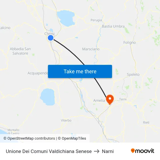 Union of Municipalities of Valdichiana Senese to Narni map