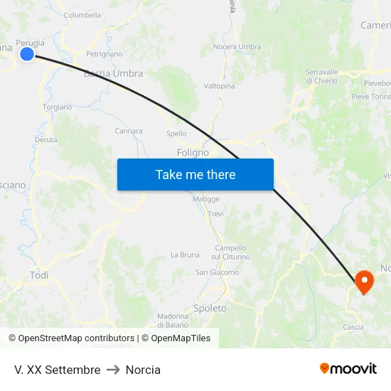 20th September Street to Norcia map