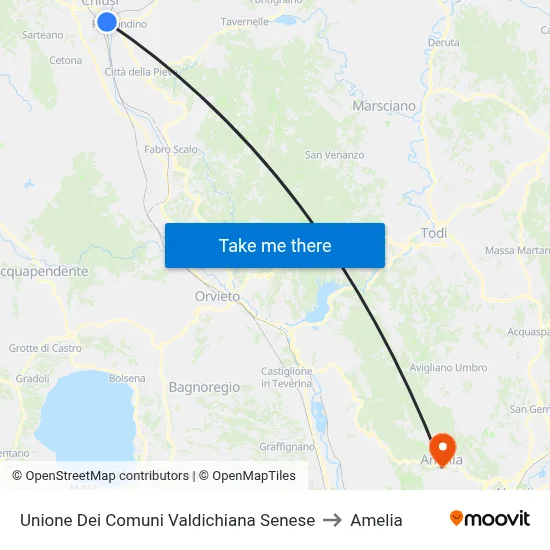 Union of Municipalities of Valdichiana Senese to Amelia map