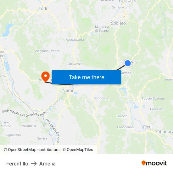 Ferentillo to Amelia map