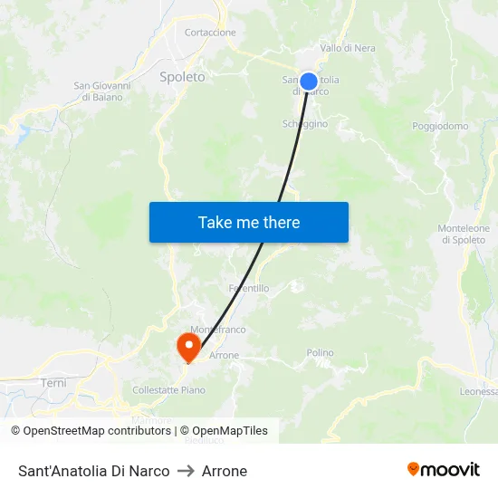 Sant'Anatolia di Narco to Arrone map