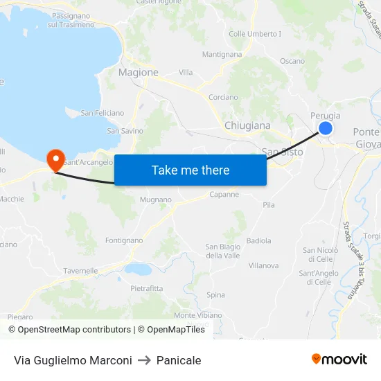 Via Guglielmo Marconi to Panicale map