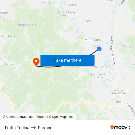 Fratta Todina to Parrano map