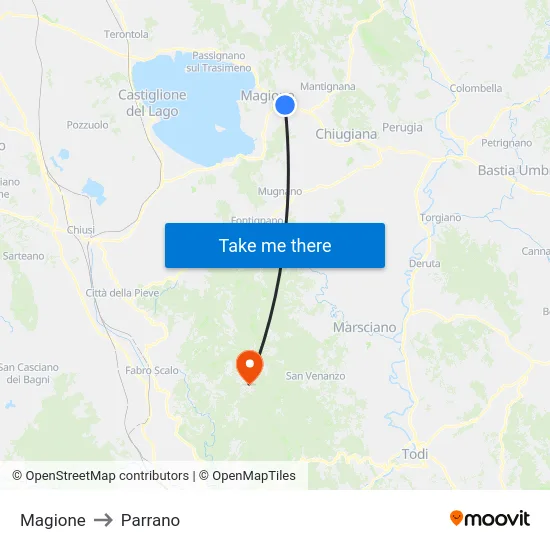 Magione to Parrano map