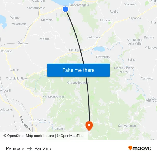 Panicale to Parrano map