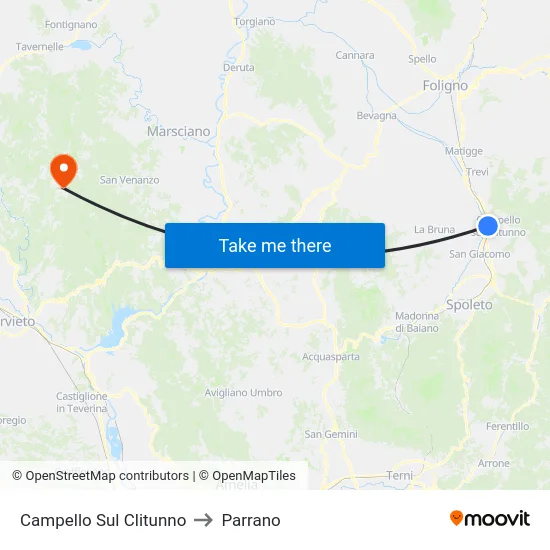 Campello Sul Clitunno to Parrano map