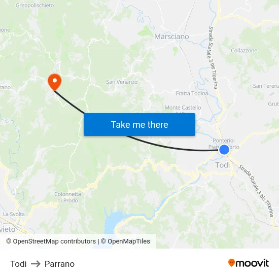 Todi to Parrano map