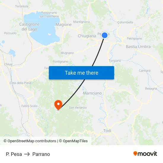 P. Pesa to Parrano map