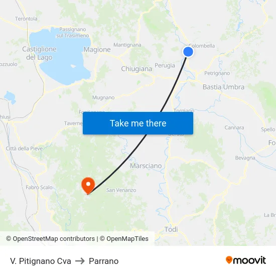 V. Pitignano Cva to Parrano map