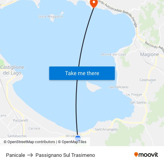 Panicale to Passignano Sul Trasimeno map