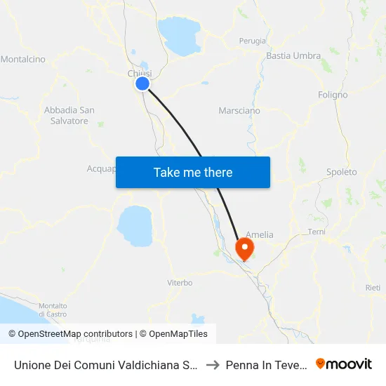 Union of Municipalities of Valdichiana Senese to Penna in Teverina map