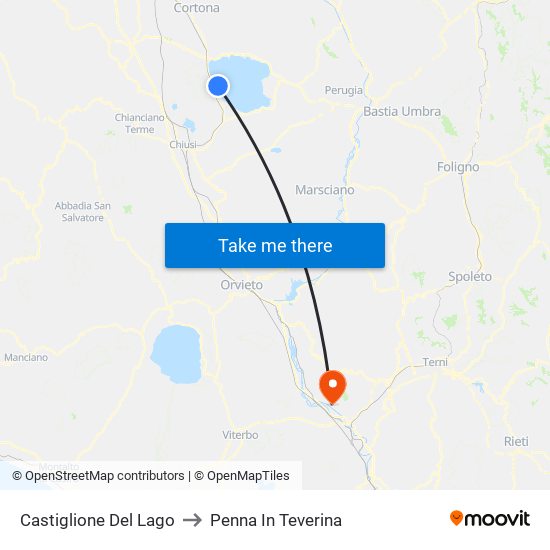 Castiglione Del Lago to Penna In Teverina map