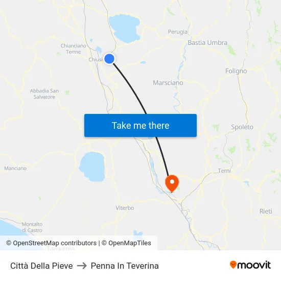 City of Pieve to Penna in Teverina map
