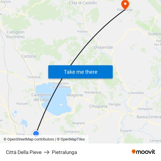 Città Della Pieve to Pietralunga map