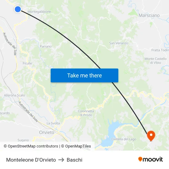 Monteleone D'Orvieto to Baschi map