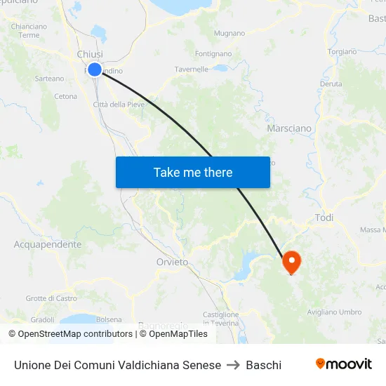 Union of Municipalities of Valdichiana Senese to Baschi map