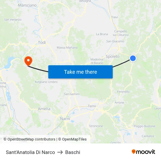 Sant'Anatolia di Narco to Baschi map