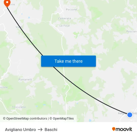 Avigliano Umbro to Baschi map
