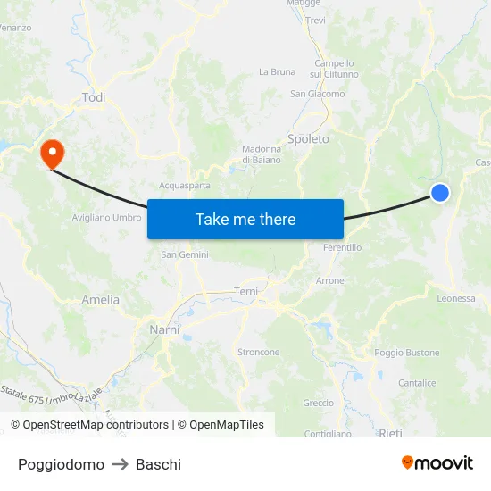 Poggiodomo to Baschi map