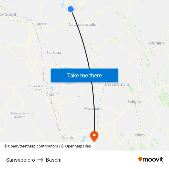 Sansepolcro to Baschi map