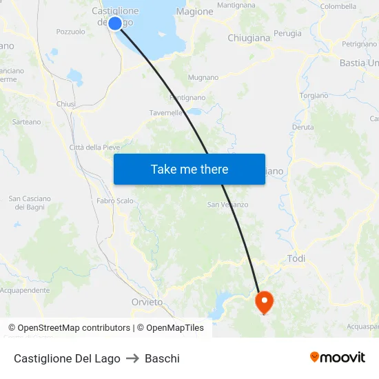 Castiglione Del Lago to Baschi map
