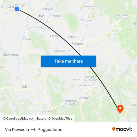 Via Pievaiola to Poggiodomo map