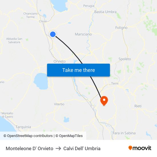 Monteleone D' Orvieto to Calvi Dell' Umbria map