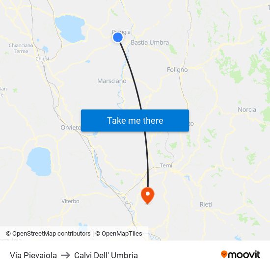 Via Pievaiola to Calvi Dell' Umbria map