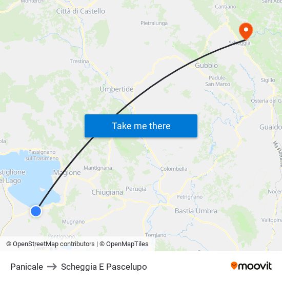 Panicale to Scheggia E Pascelupo map
