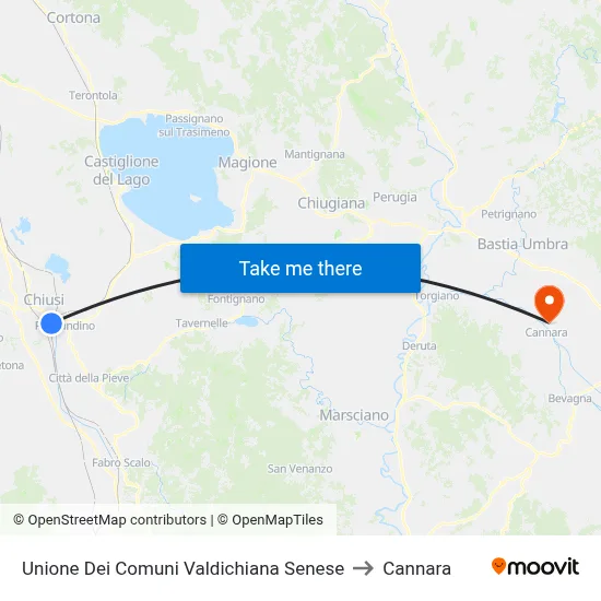 Union of Municipalities of Valdichiana Senese to Cannara map