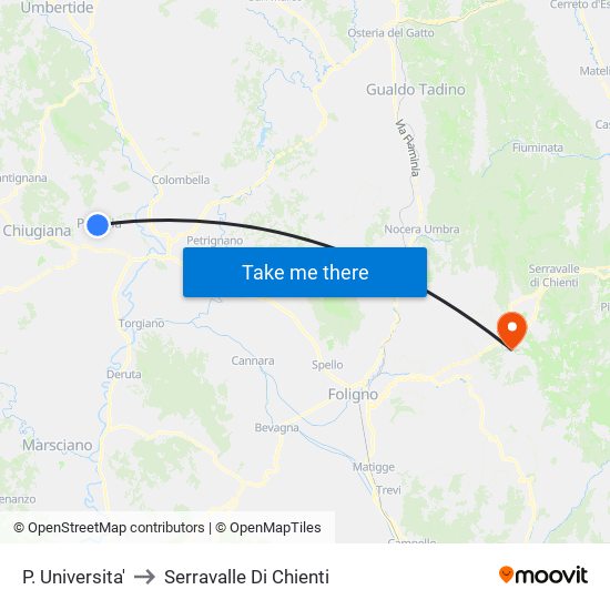 P. Universita' to Serravalle Di Chienti map