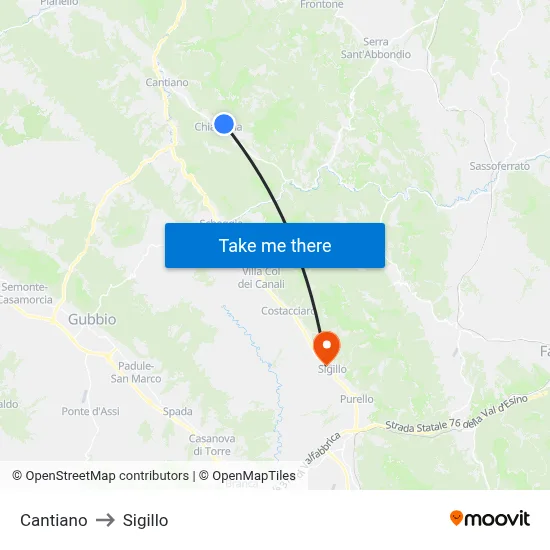 Cantiano to Seal map