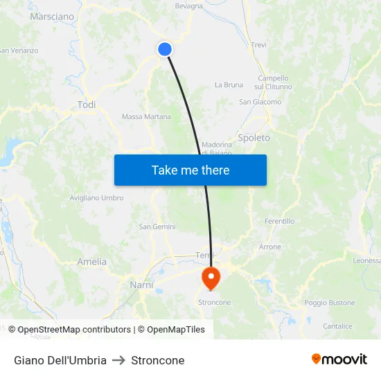 Giano of Umbria to Stroncone map