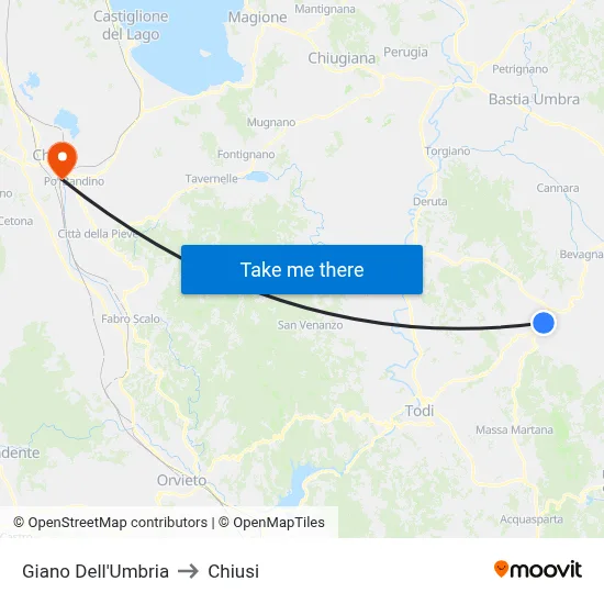 Giano of Umbria to Closed map
