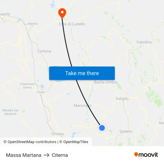 Massa Martana to Citerna map