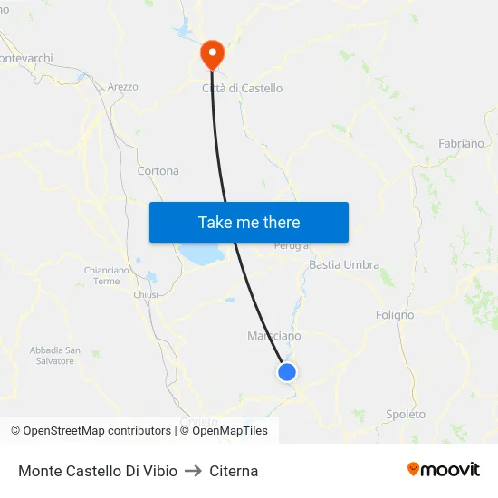 Monte Castello Di Vibio to Citerna map