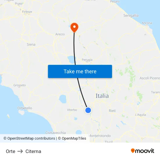 Orte to Citerna map