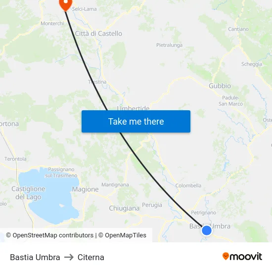 Bastia Umbra to Citerna map