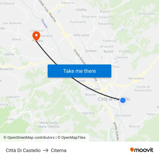 Città Di Castello to Citerna map